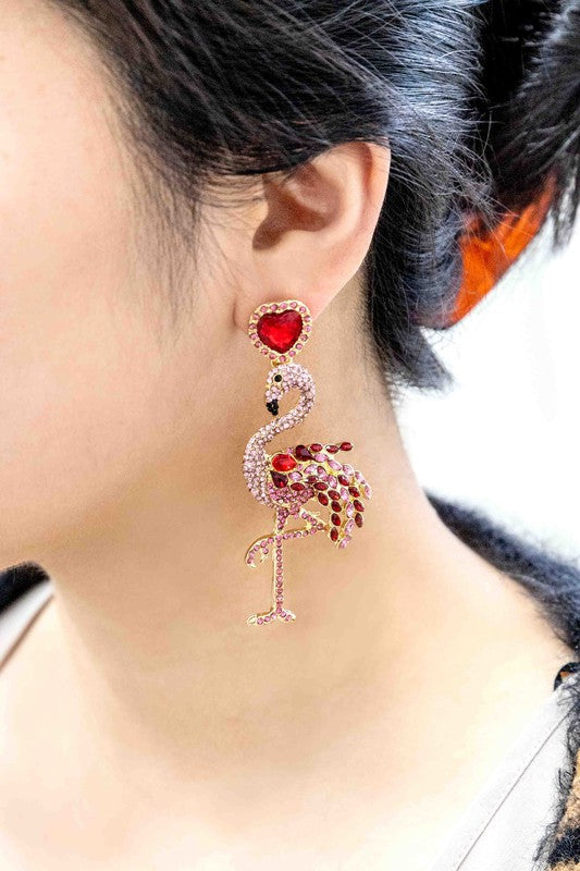 Pink Flamingo Drop Earrings - Pink / Os - Rings