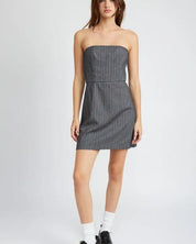 PINSTRIPE TUBE MINI DRESS - Dresses