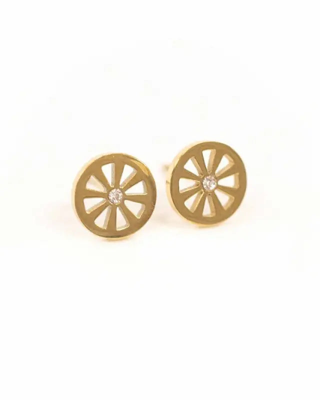 Pinwheel Stud Earrings - Gold / OS