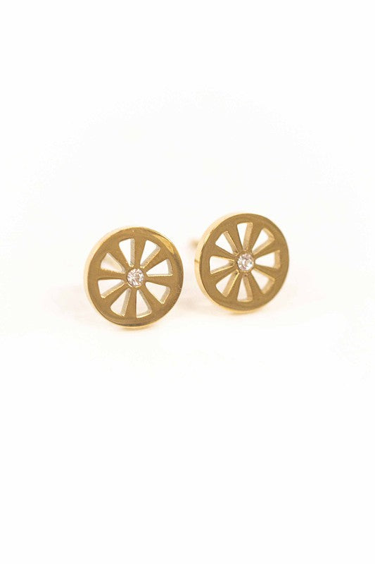 Pinwheel Stud Earrings - Gold / OS