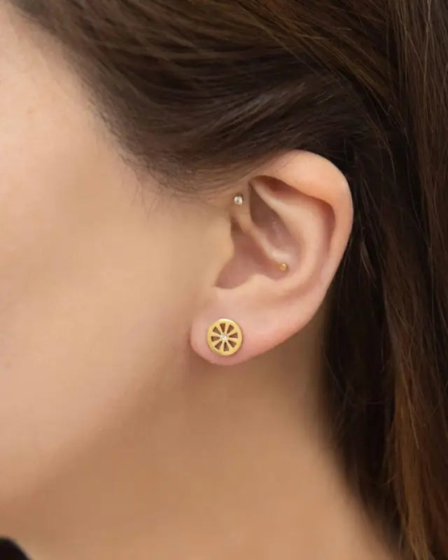 Pinwheel Stud Earrings - Gold / OS