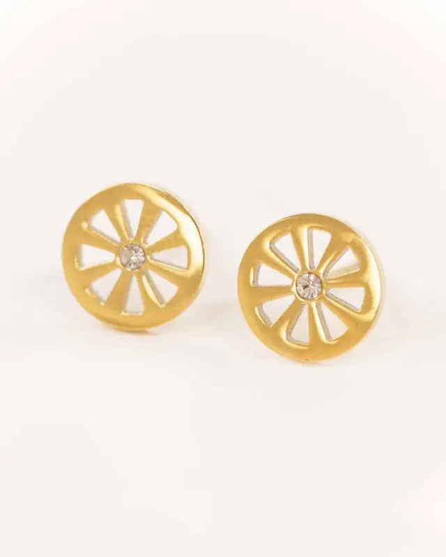 Pinwheel Stud Earrings - Gold / OS