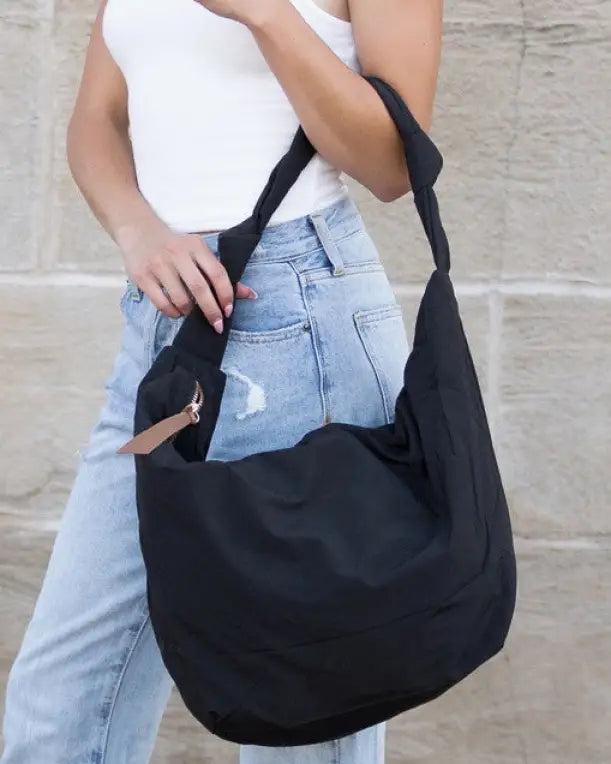 Piper Oversized Nylon Carryall Messenger - Black / OneSize