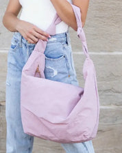 Piper Oversized Nylon Carryall Messenger - Pale Mauve / OneSize