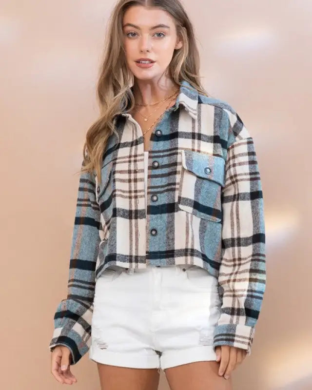 Plaid Crop Shirt Jacket