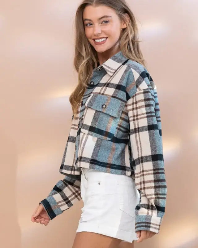 Plaid Crop Shirt Jacket