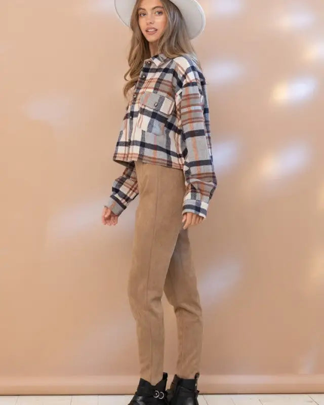 Plaid Crop Shirt Jacket