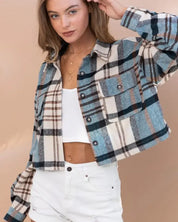 Plaid Crop Shirt Jacket