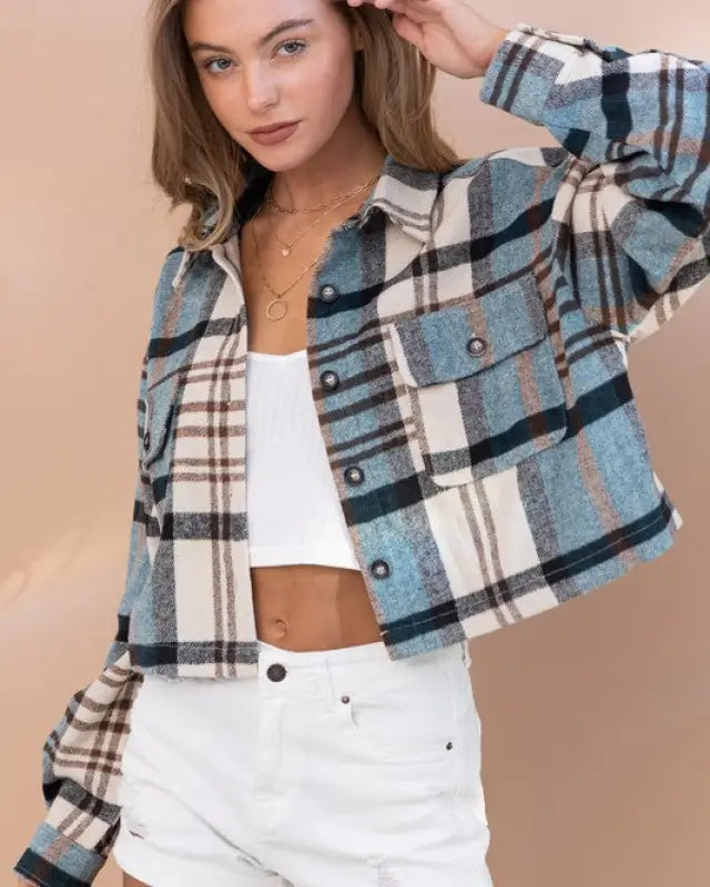 Plaid Crop Shirt Jacket