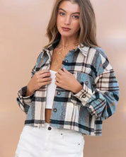 Plaid Crop Shirt Jacket