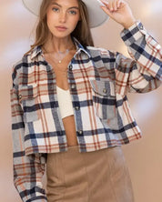 Plaid Crop Shirt Jacket