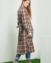 PLAID PRINT COLLAR LONG SHIRT DRESS - Dresses