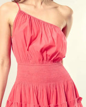 Pleated Detail One Shoulder Cami Dress