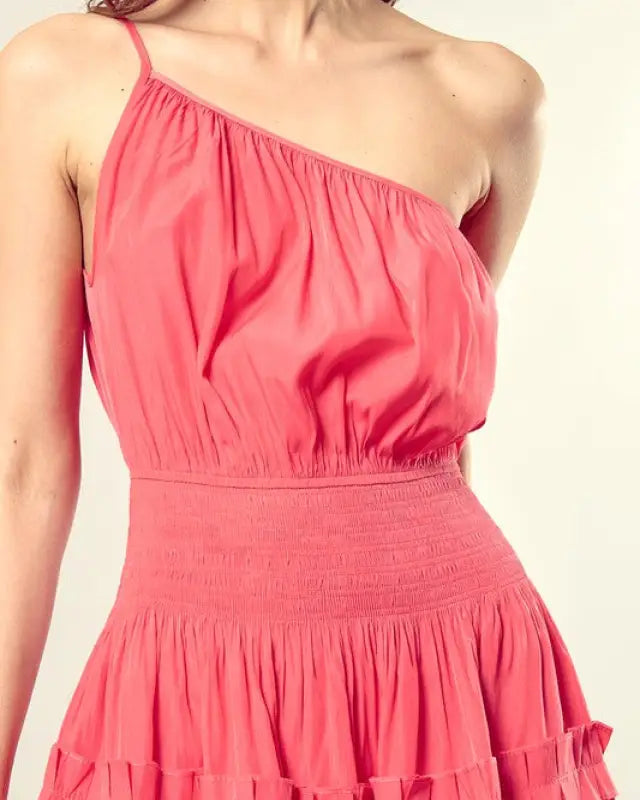 Pleated Detail One Shoulder Cami Dress