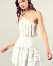 Pleated Detail One Shoulder Cami Dress