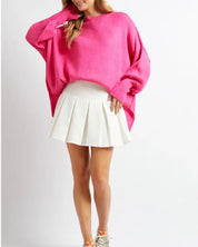 Plus Solid Boat Neck Long Sleeve Sweater