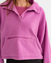 Pocket Detail Boxy Fleece Pullover Sweater