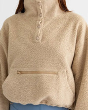 Pocket Detail Boxy Fleece Pullover Sweater