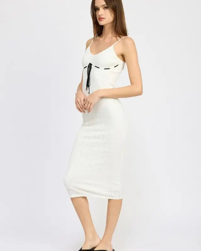 POINTELLE RIB SLEEVELESS DRESS