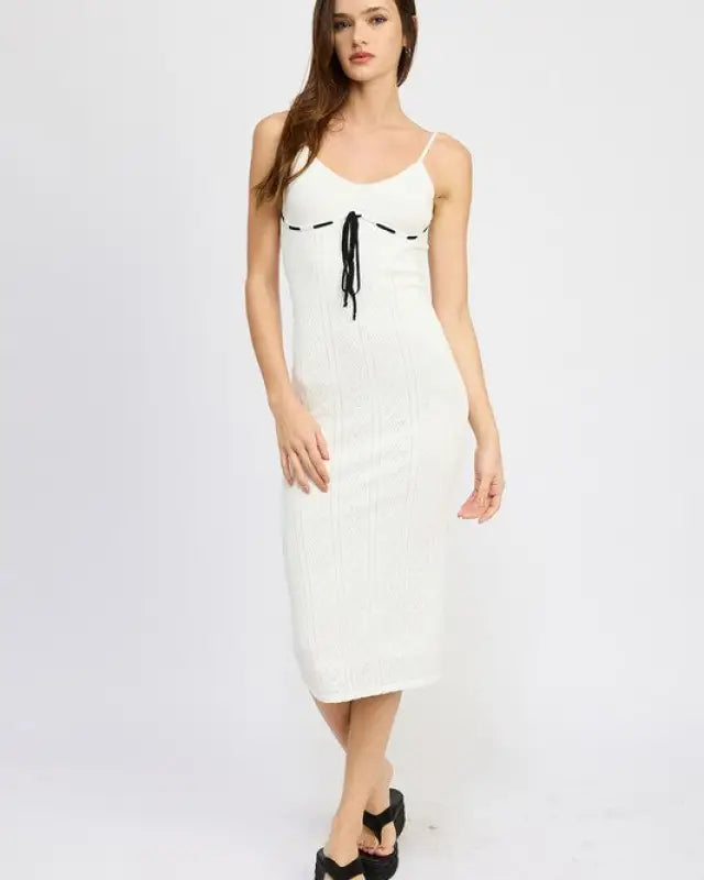 POINTELLE RIB SLEEVELESS DRESS