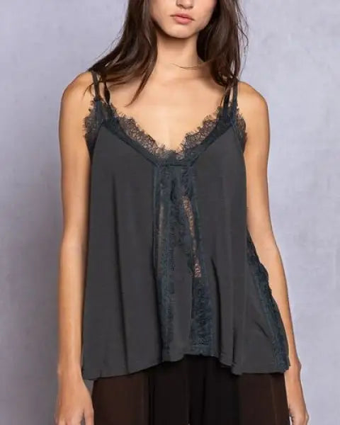 Pol Lace Detail V-Neck Cami