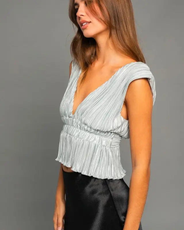 Power Shoulder Peplum Top