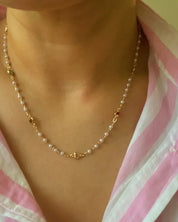 Precious Mini Heart Pearl Chain Necklace