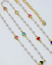 Precious Mini Heart Pearl Chain Necklace