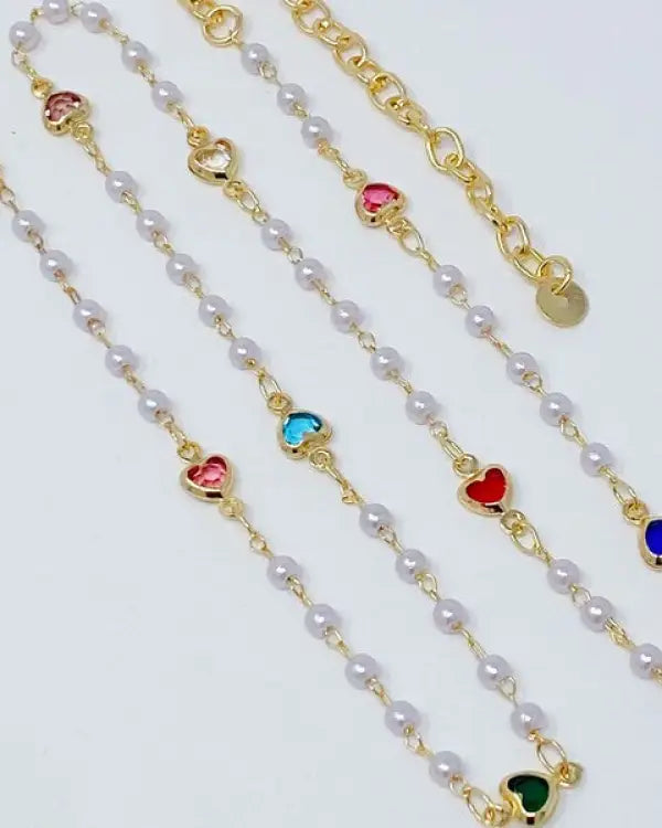 Precious Mini Heart Pearl Chain Necklace