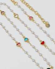 Precious Mini Heart Pearl Chain Necklace