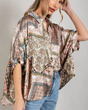 Printed Half Sleeve Blouse Top