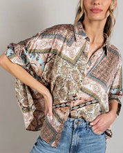 Printed Half Sleeve Blouse Top