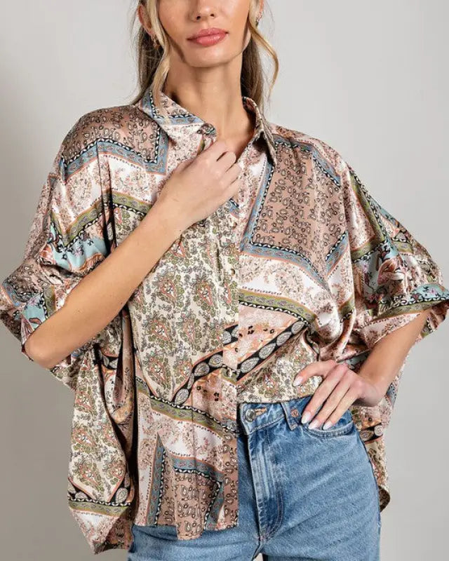 Printed Half Sleeve Blouse Top