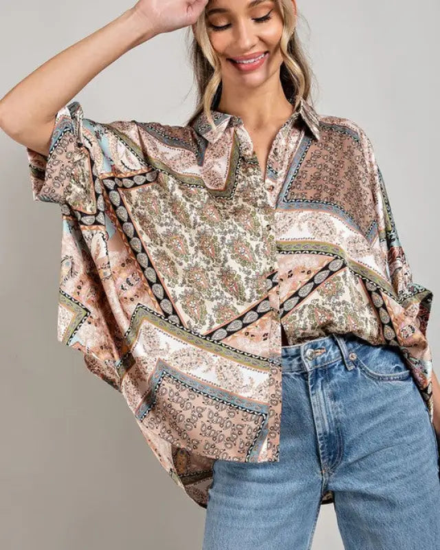 Printed Half Sleeve Blouse Top