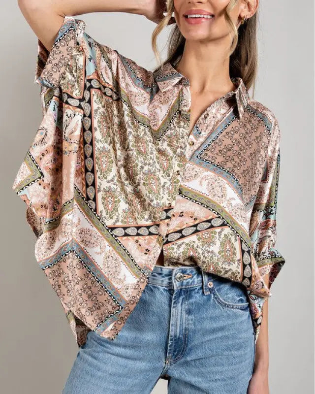 Printed Half Sleeve Blouse Top