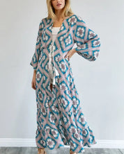 Printed Long Sleeve Loose Kimono