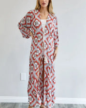 Printed Long Sleeve Loose Kimono