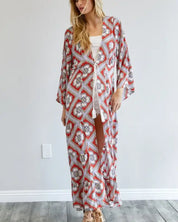 Printed Long Sleeve Loose Kimono