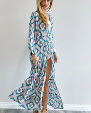 Printed Long Sleeve Loose Kimono