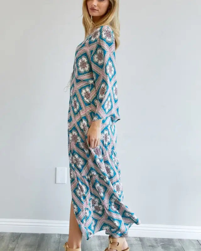 Printed Long Sleeve Loose Kimono