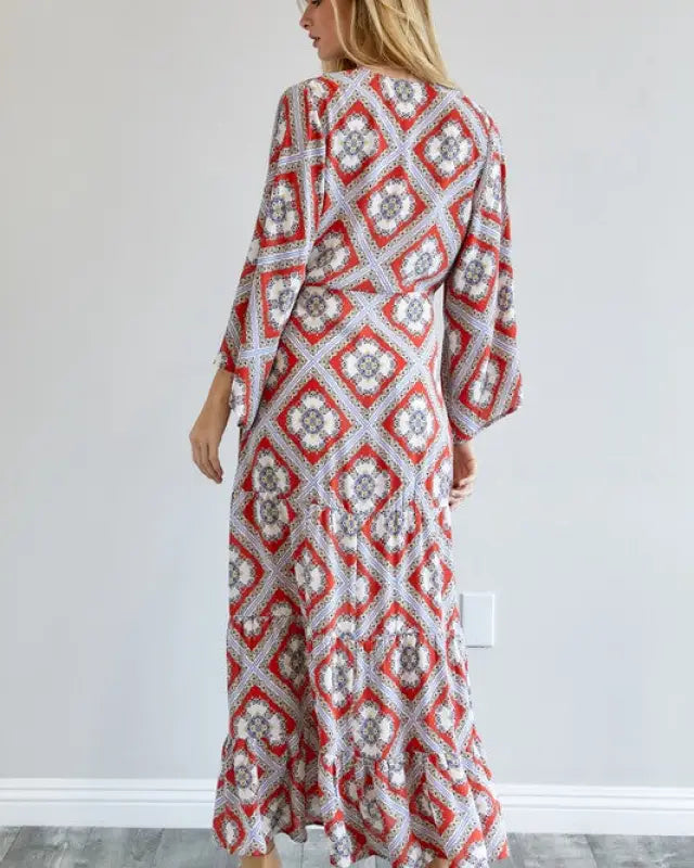 Printed Long Sleeve Loose Kimono