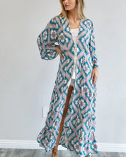 Printed Long Sleeve Loose Kimono