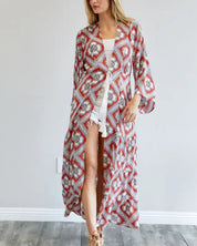 Printed Long Sleeve Loose Kimono