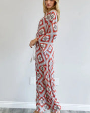 Printed Long Sleeve Loose Kimono