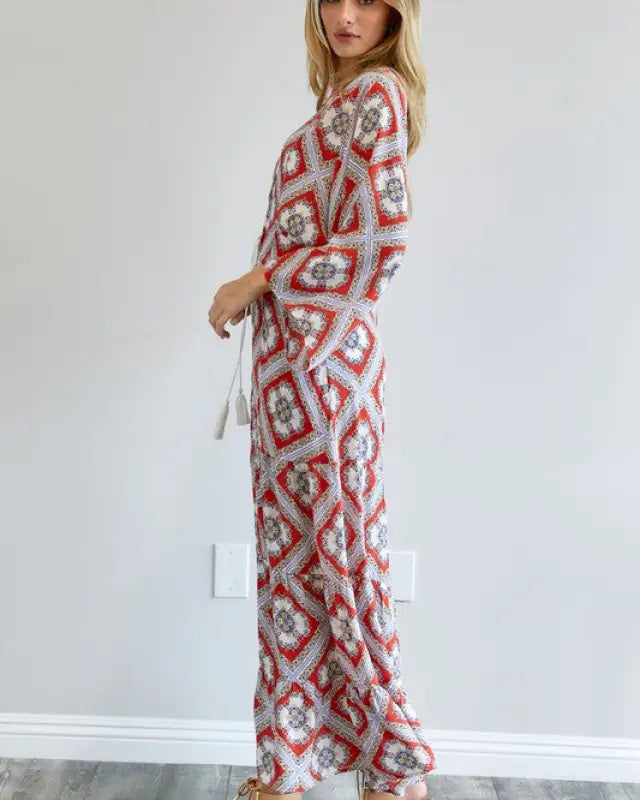 Printed Long Sleeve Loose Kimono