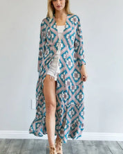 Printed Long Sleeve Loose Kimono