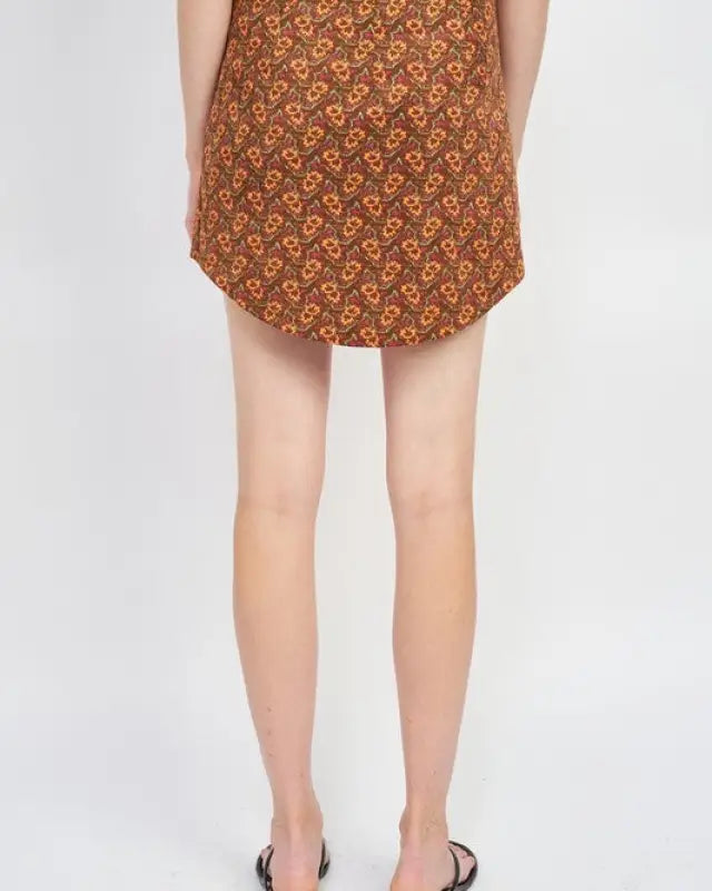 PRINTED MINI SKIRT WITH CURVED HEM