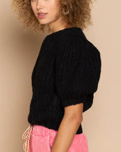 Puff Sleeve Cable Pullover Sweater