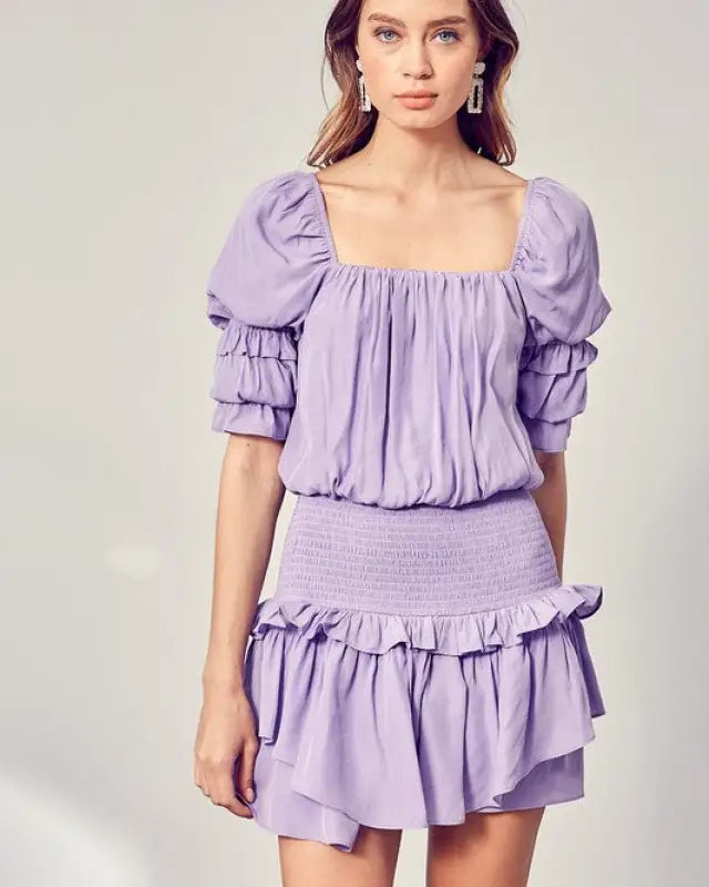 Puff Sleeve Smocked Waist Romper