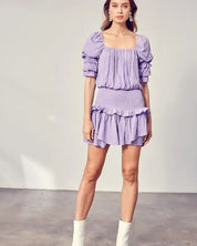 Puff Sleeve Smocked Waist Romper